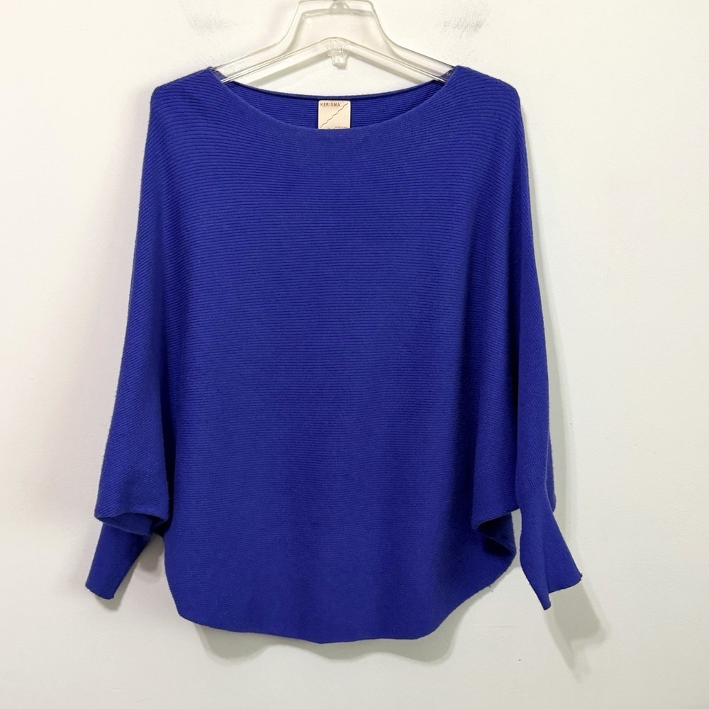 Kerisma Ryu Dolman Sleeve Sweater‎ M/L Knit Top Royal Blue Boat Neck Soft Party